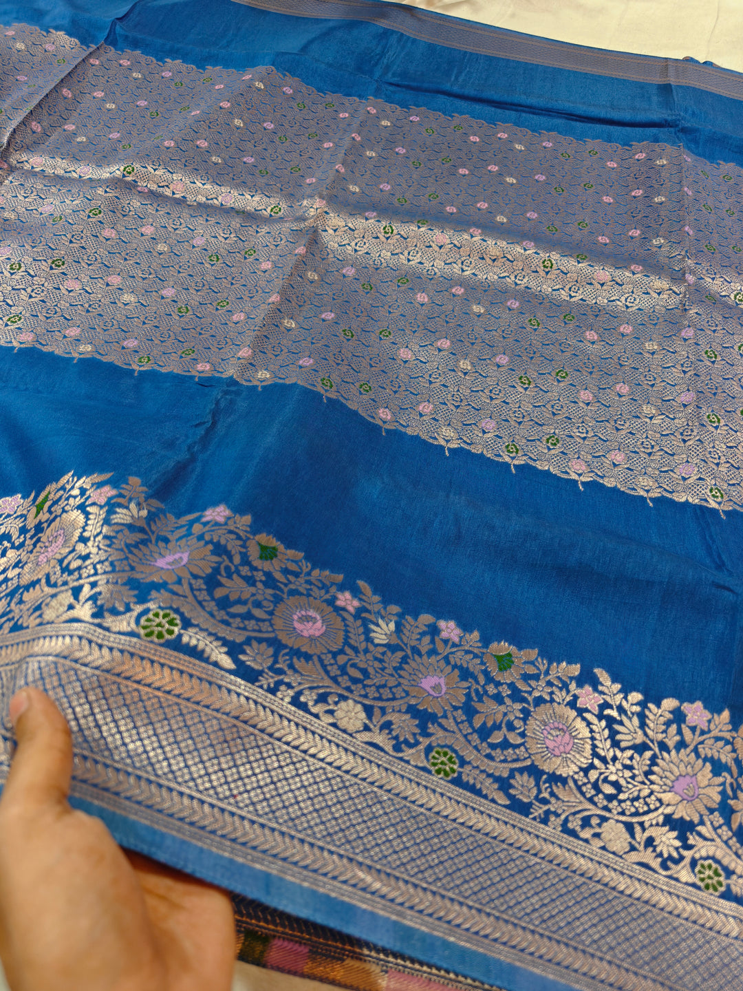 RUSSAIN SILK CENTRALISED BOUTIQUE STYLE IN OCEAN BLUE COLOUR