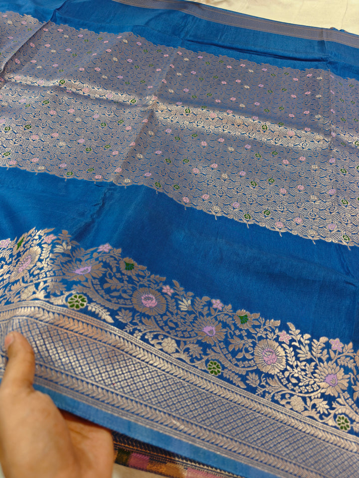 RUSSAIN SILK CENTRALISED BOUTIQUE STYLE IN OCEAN BLUE COLOUR