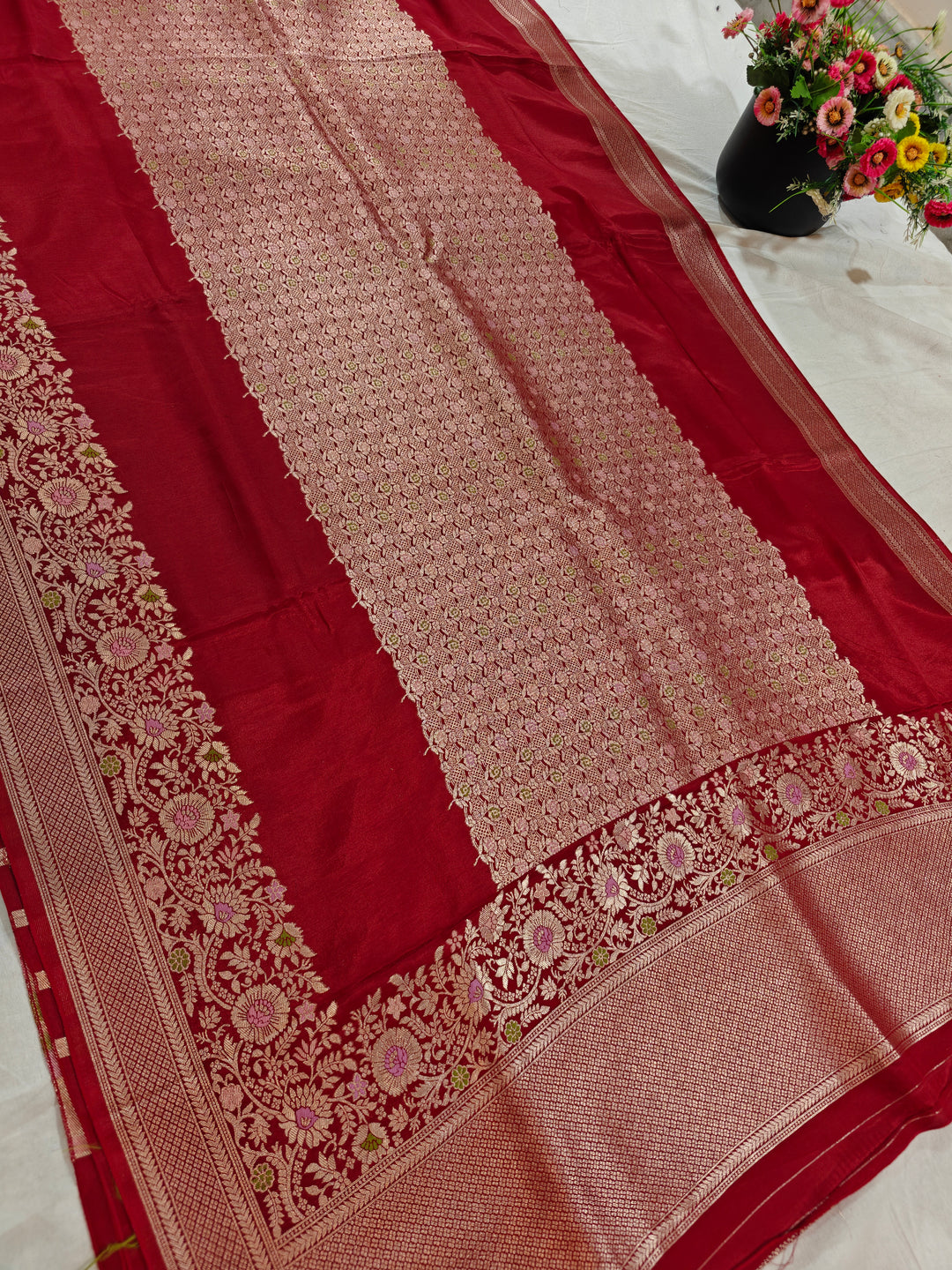 RUSSIAN SILK CENTRALISED BOUTIQUE STYLE IN MAROON RED COLOUR