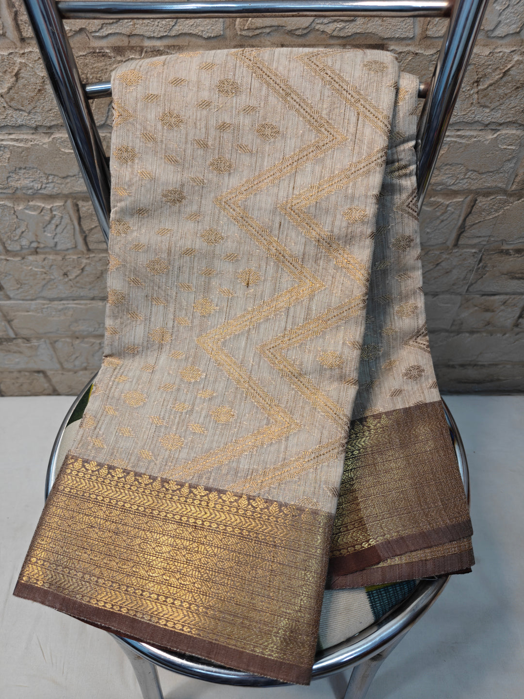 BASWADA IN ZARI WORK WITH CHOCOLATE BORDER