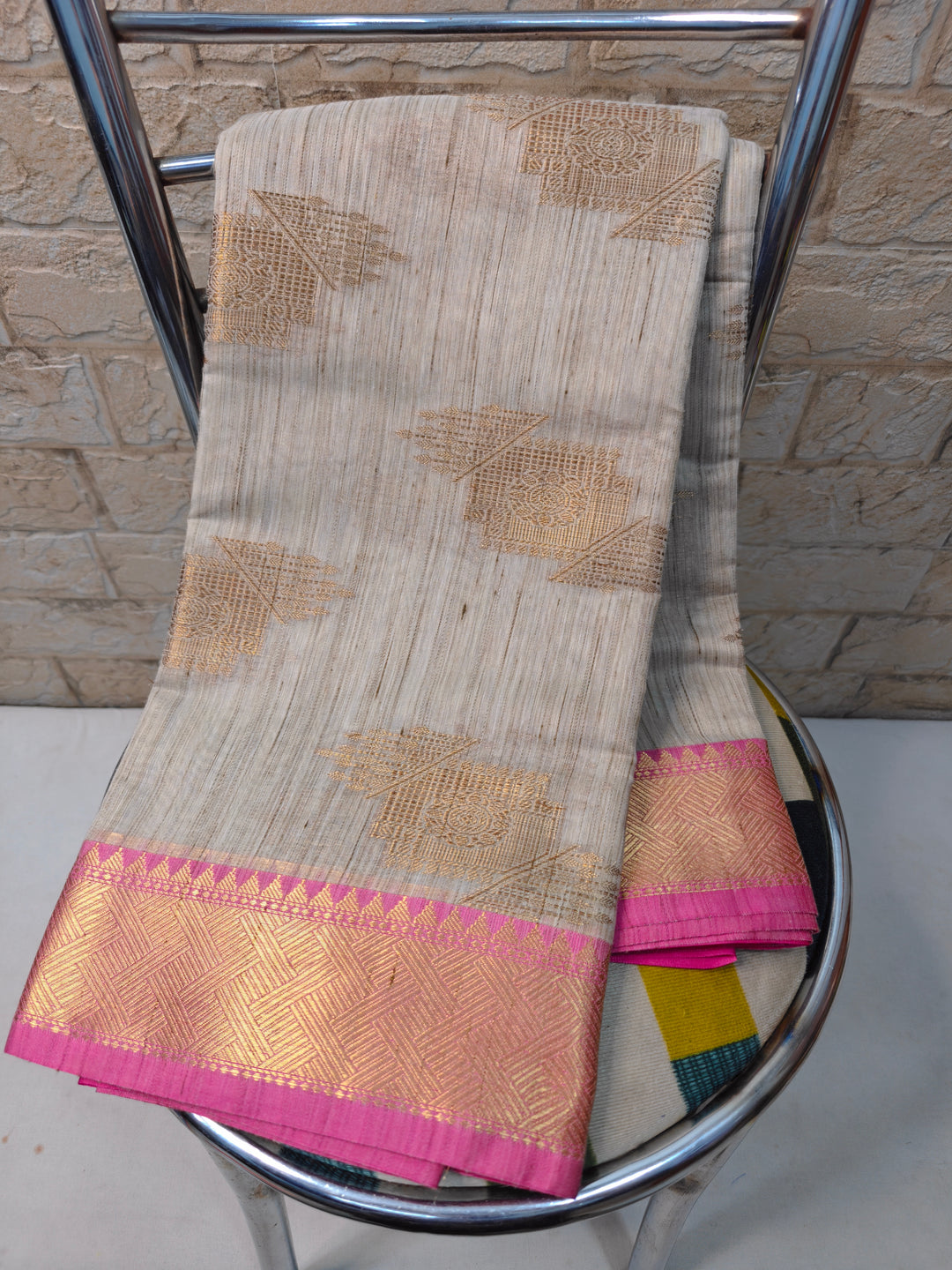 BASWADA IN ZARI WORK WITH PINK BORDER