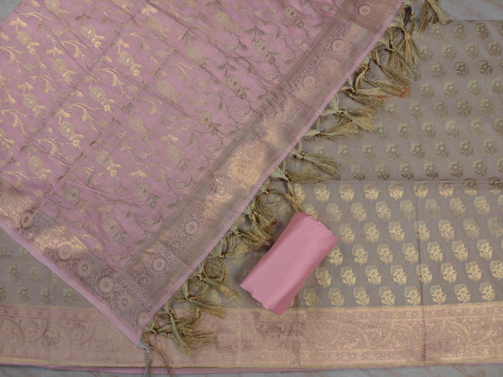 BANARASI SILK IN TASAR WITH PINK DUPATTA AND BOTTOM WEAR
