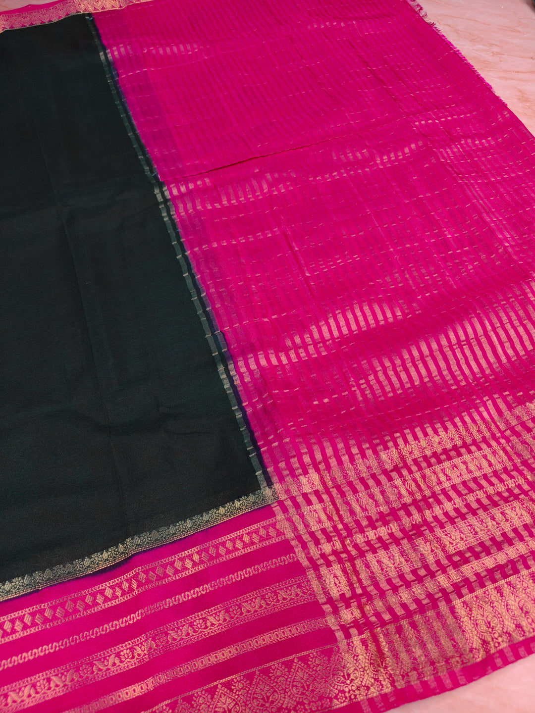 CREPE IN BLACK WITH RANI BORDER