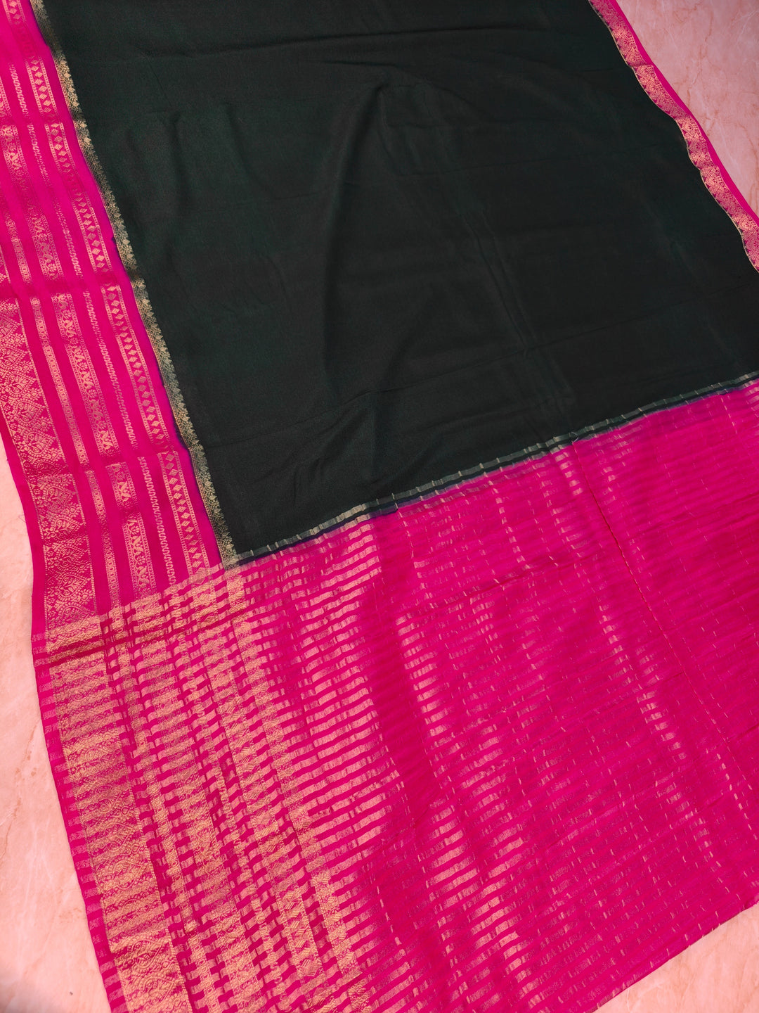 CREPE IN BLACK WITH RANI BORDER