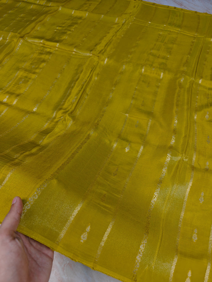 RUSSIAN SILK IN MUSTARD GOLD WITH VERTICAL PATTERN