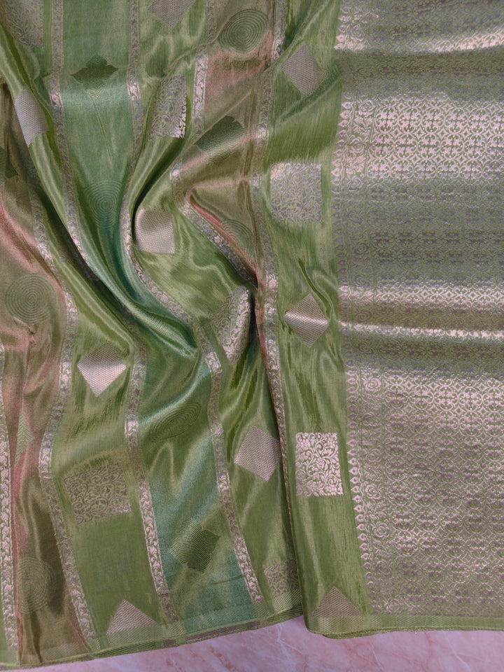 KOREAN SILK VISCOS IN PISTA GREEN WITH VERTICAL DESIGN