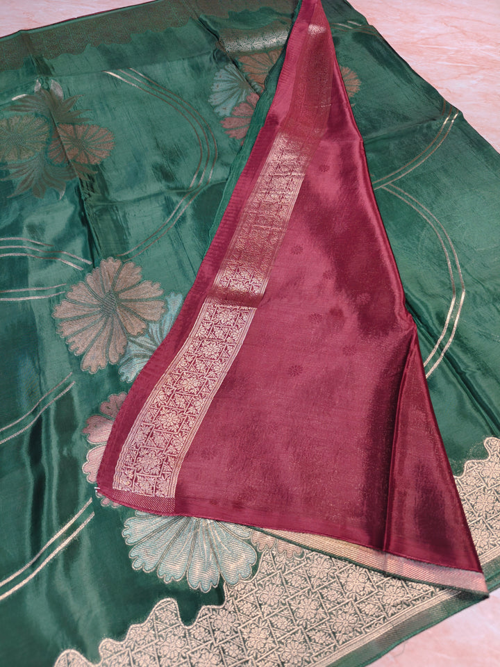 KOREAN SILK IN BOTTLE GREEN WITH BOUTIQUE STYLE BOOTA