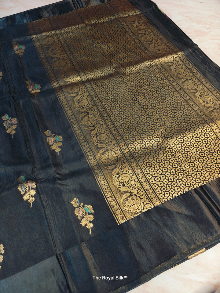 RUSSIAN SILK VISCOS IN BLACK WITH SATIN BORDER