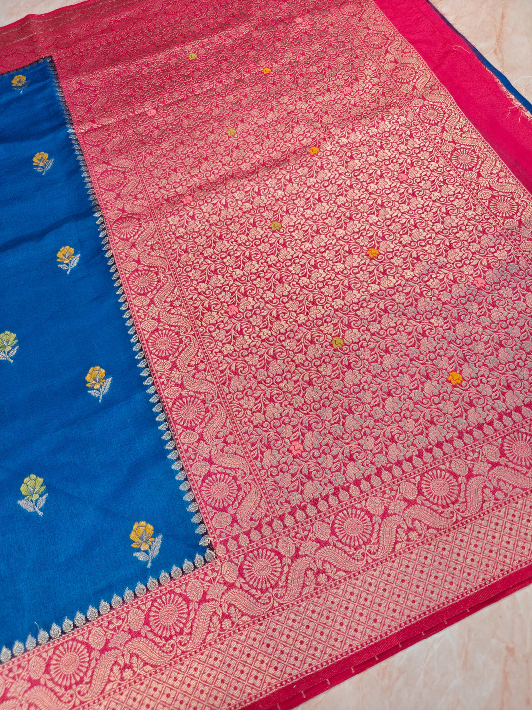 PAPER SILK IN ROYAL BLUE WITH RANI BORDER