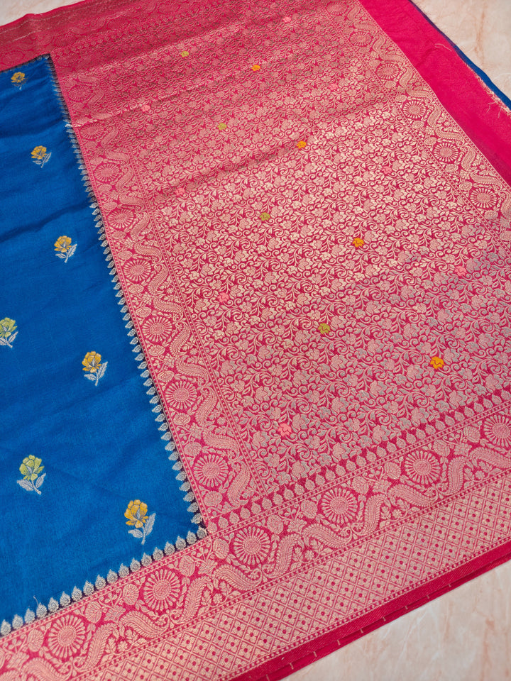PAPER SILK IN ROYAL BLUE WITH RANI BORDER