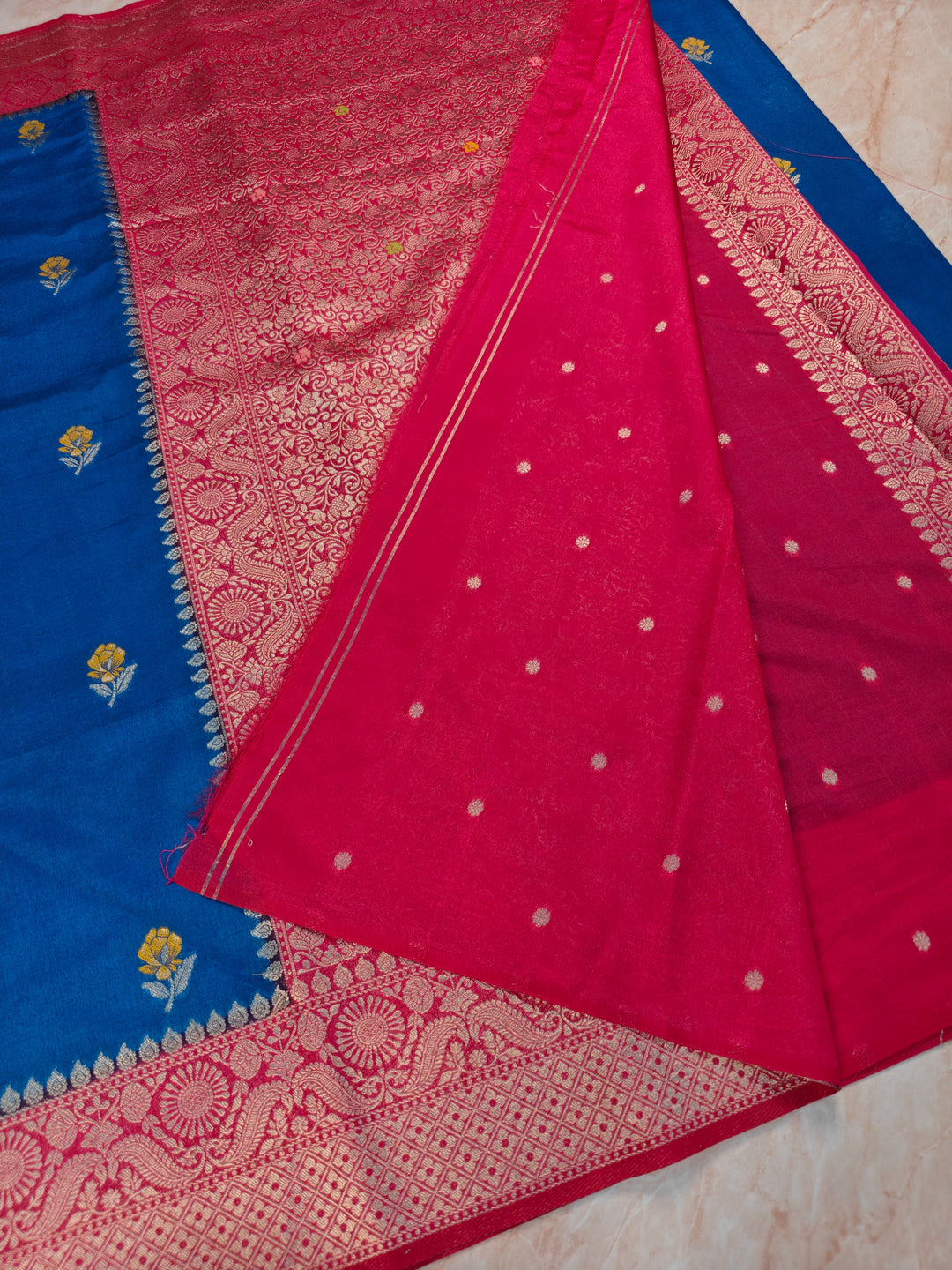 PAPER SILK IN ROYAL BLUE WITH RANI BORDER