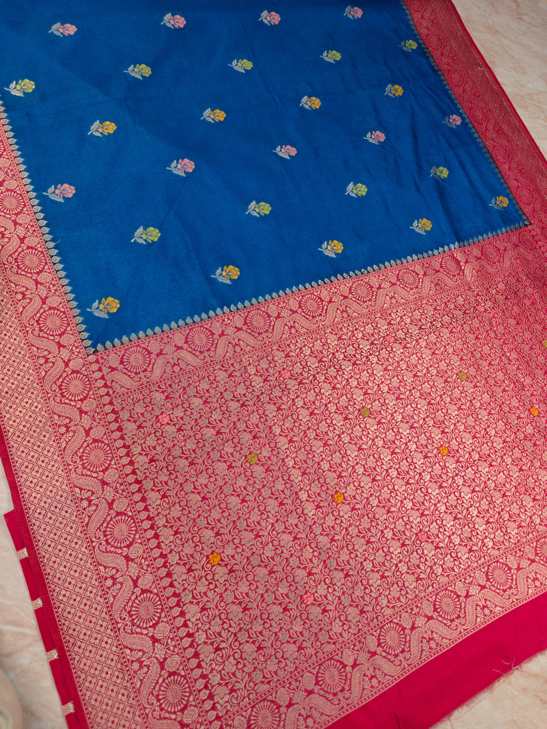 PAPER SILK IN ROYAL BLUE WITH RANI BORDER