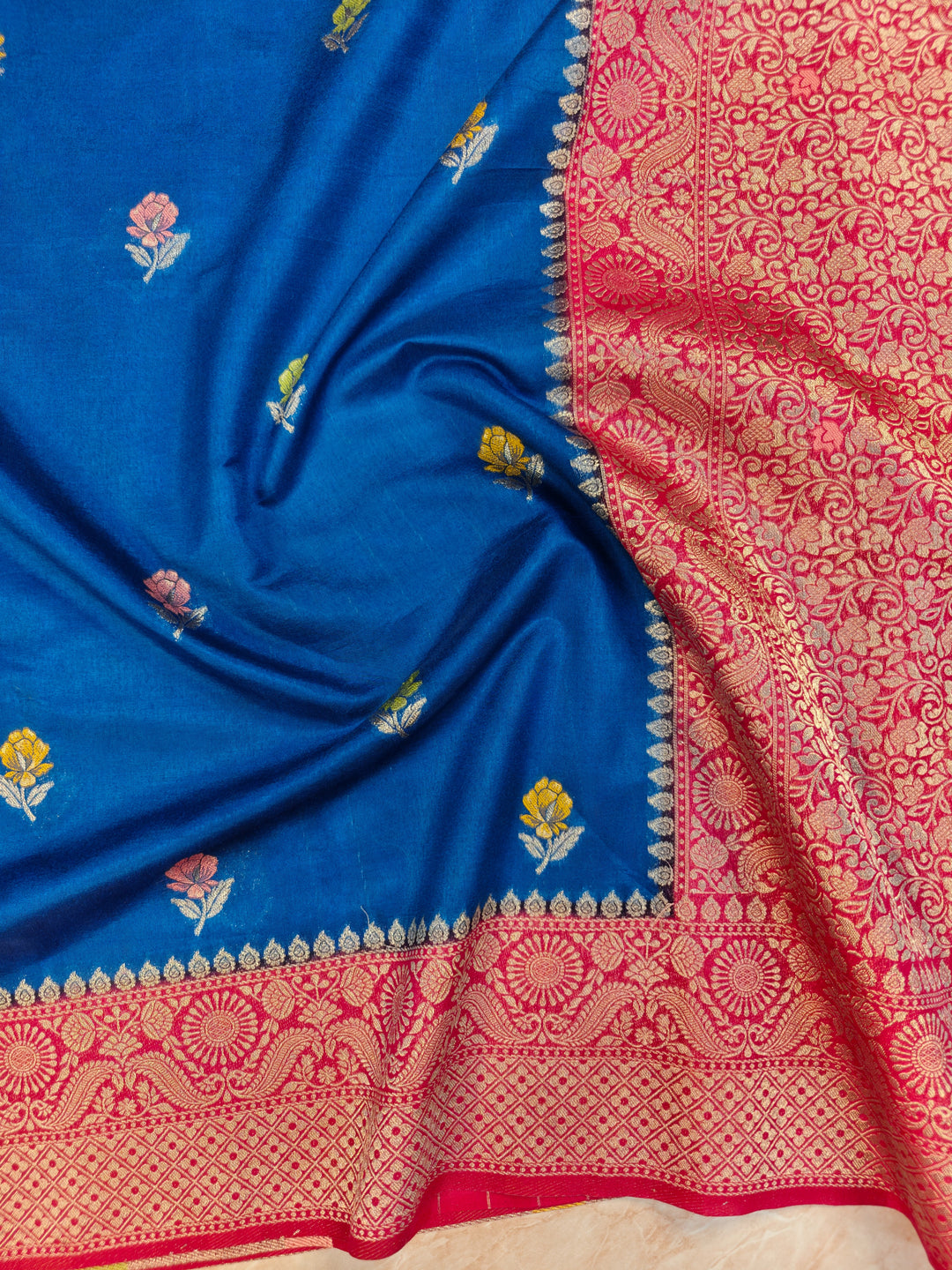 PAPER SILK IN ROYAL BLUE WITH RANI BORDER