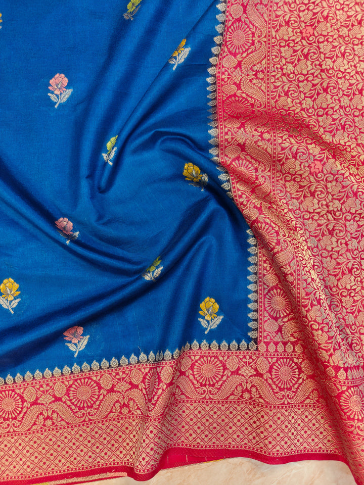 PAPER SILK IN ROYAL BLUE WITH RANI BORDER