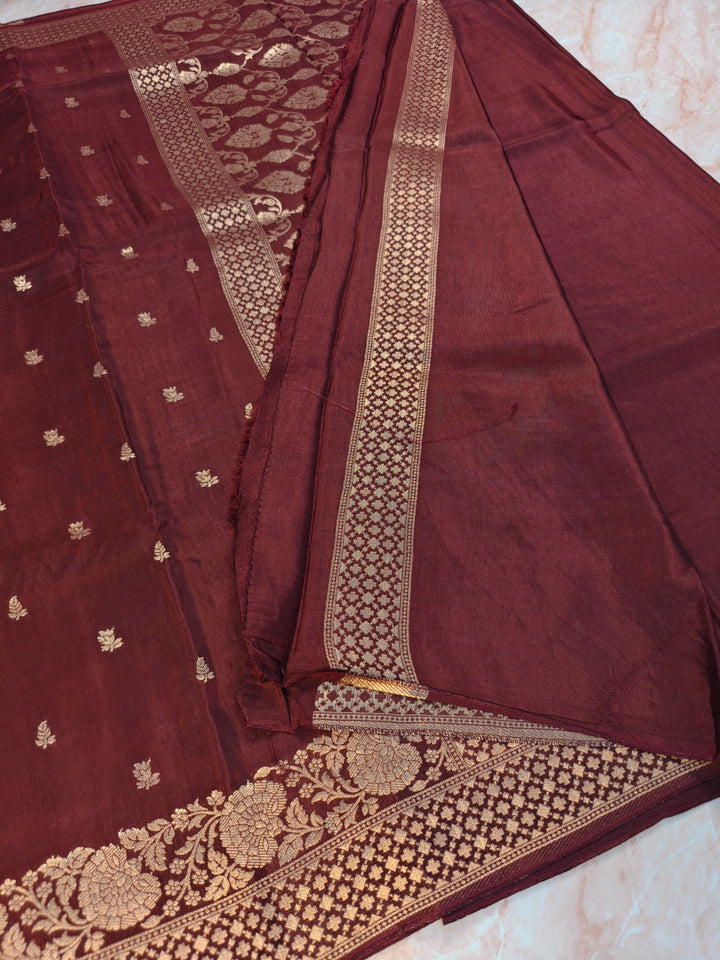 RUSSIAN SILK IN BROWN WITH COPPER ZARIWORK