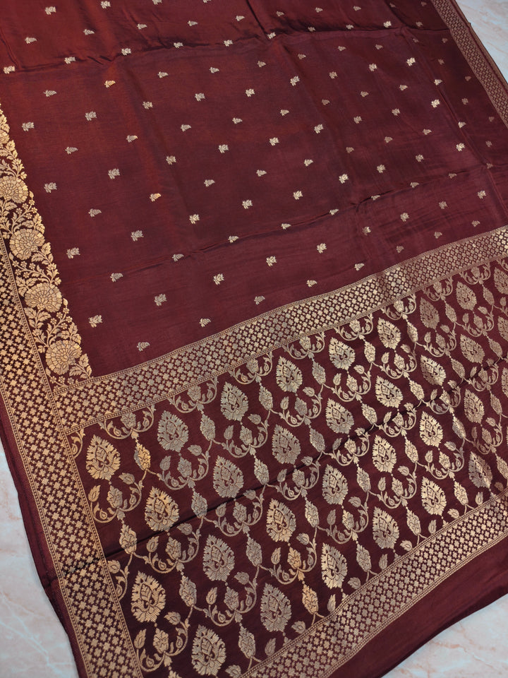 RUSSIAN SILK IN BROWN WITH COPPER ZARIWORK