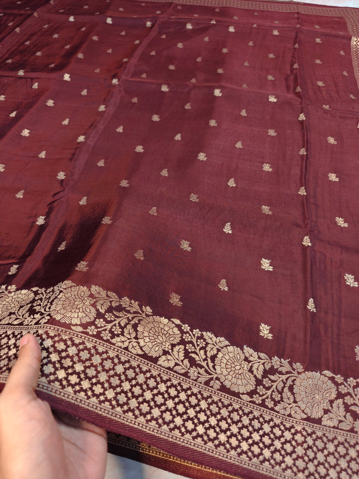 RUSSIAN SILK IN BROWN WITH COPPER ZARIWORK