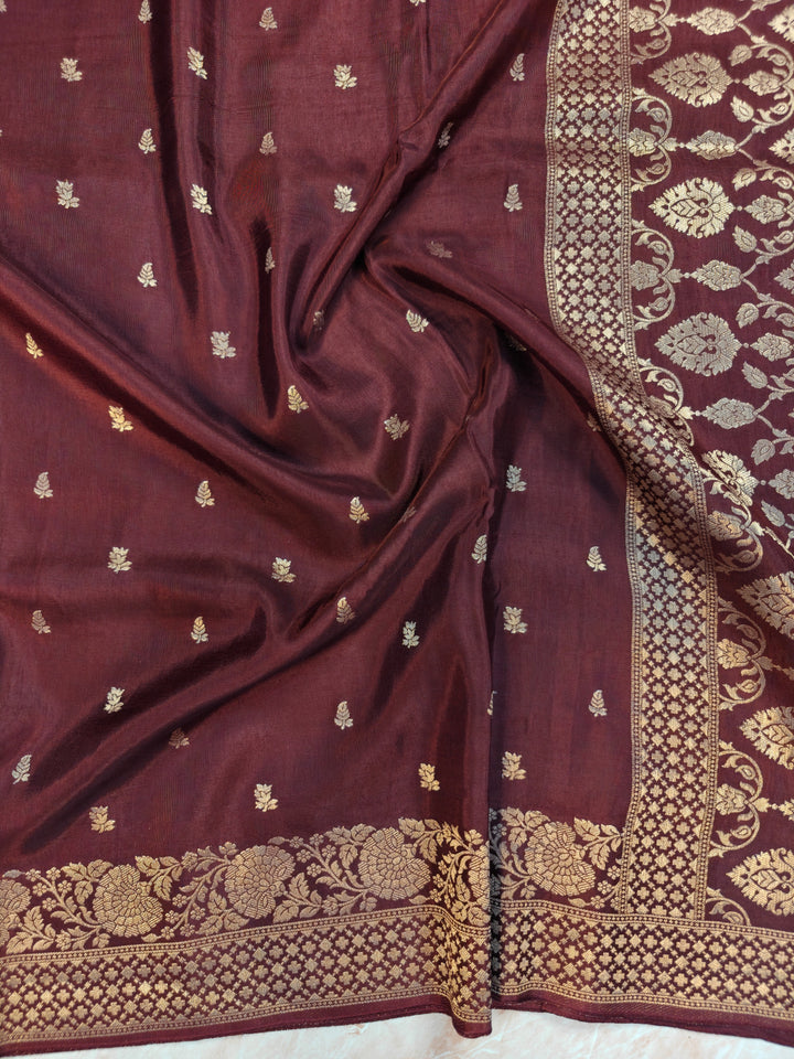 RUSSIAN SILK IN BROWN WITH COPPER ZARIWORK