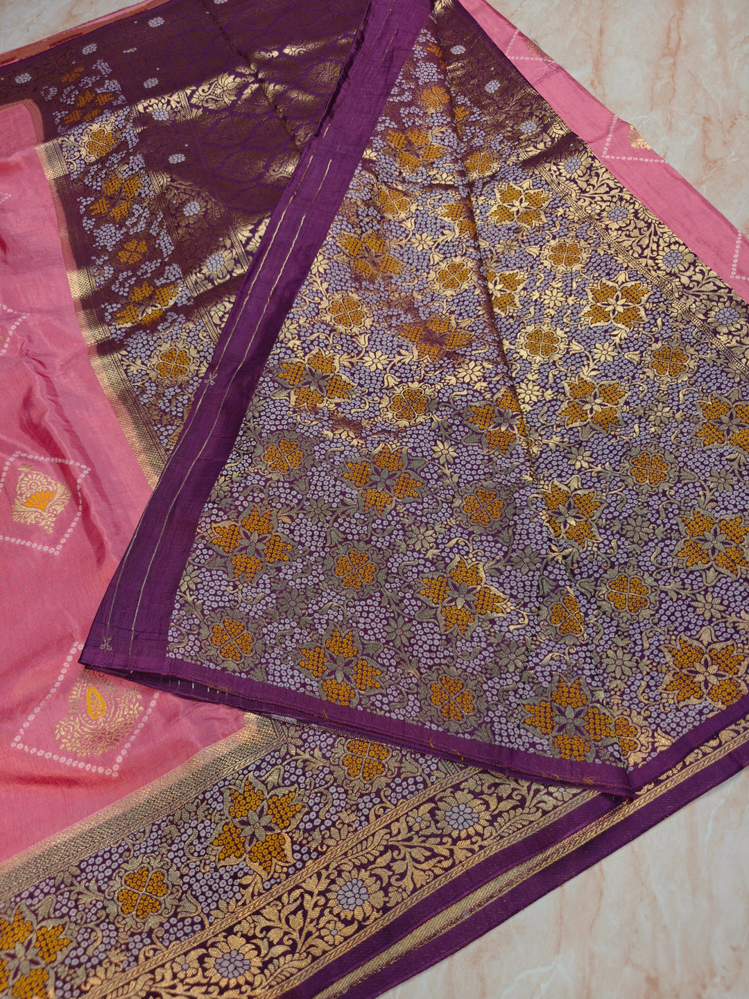 BABY PINK WITH MAGENTA BORDER RUSSIAN SLK