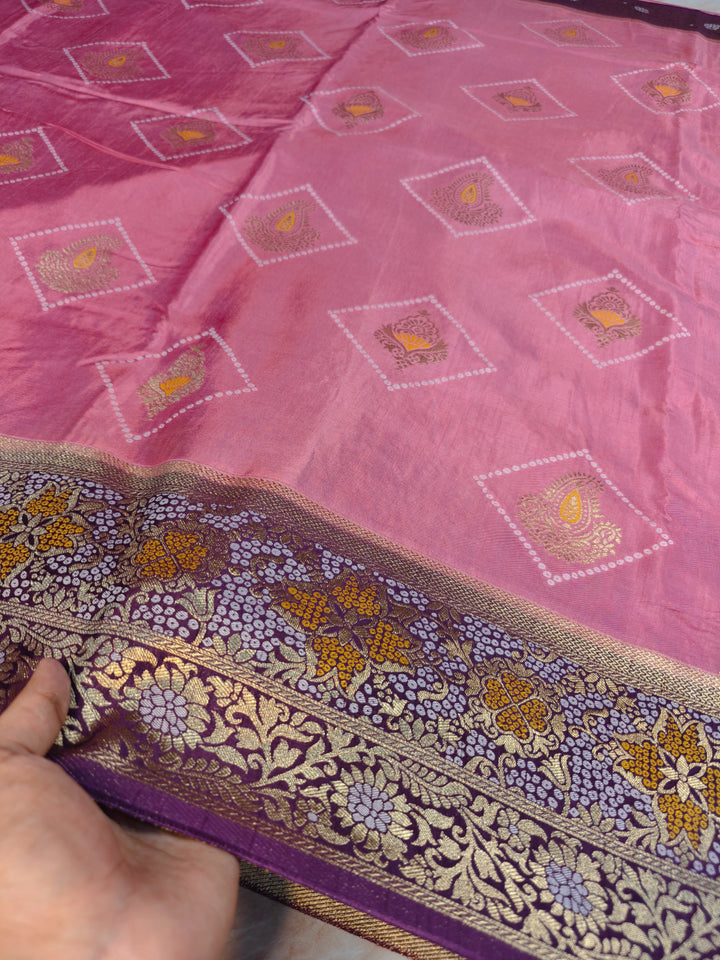 BABY PINK WITH MAGENTA BORDER RUSSIAN SLK