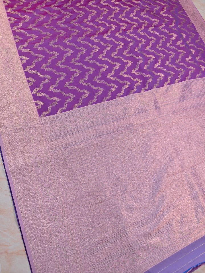 BANARASI KATAN SILK IN PURPLE WITH LAVENDER BORDER