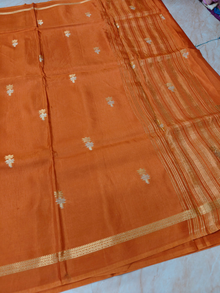VISCOS IN GOLDEN EMBER IN GOLD SILVER ZARI WORK