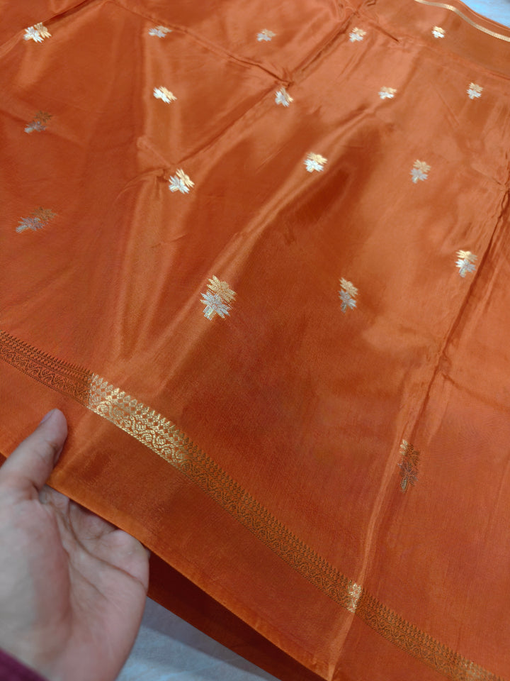 VISCOS IN GOLDEN EMBER IN GOLD SILVER ZARI WORK
