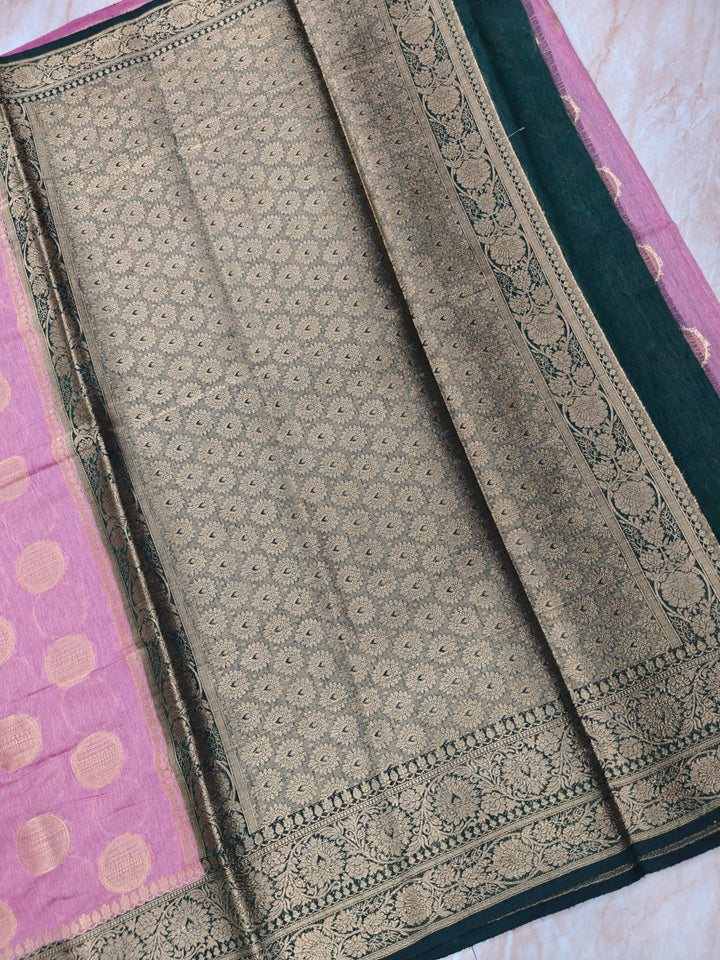BANARASI SILK IN LAVENDER WITH PURPLE BORDER