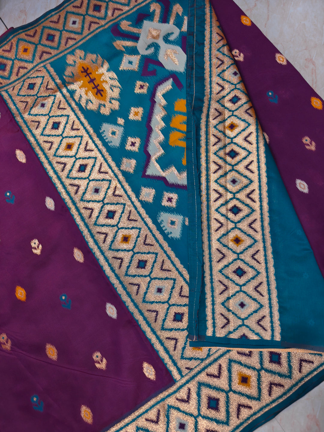 BANARASI KATAN SOFT SILK IN PURPLE WITH IKKAT STYLE