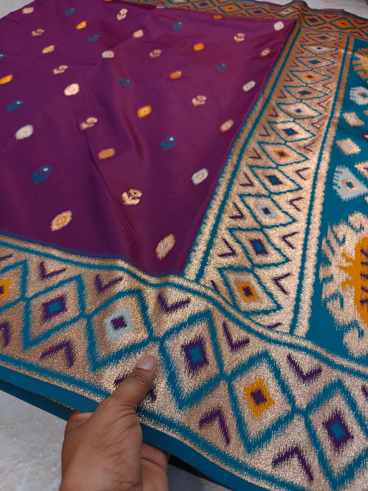 BANARASI KATAN SOFT SILK IN PURPLE WITH IKKAT STYLE