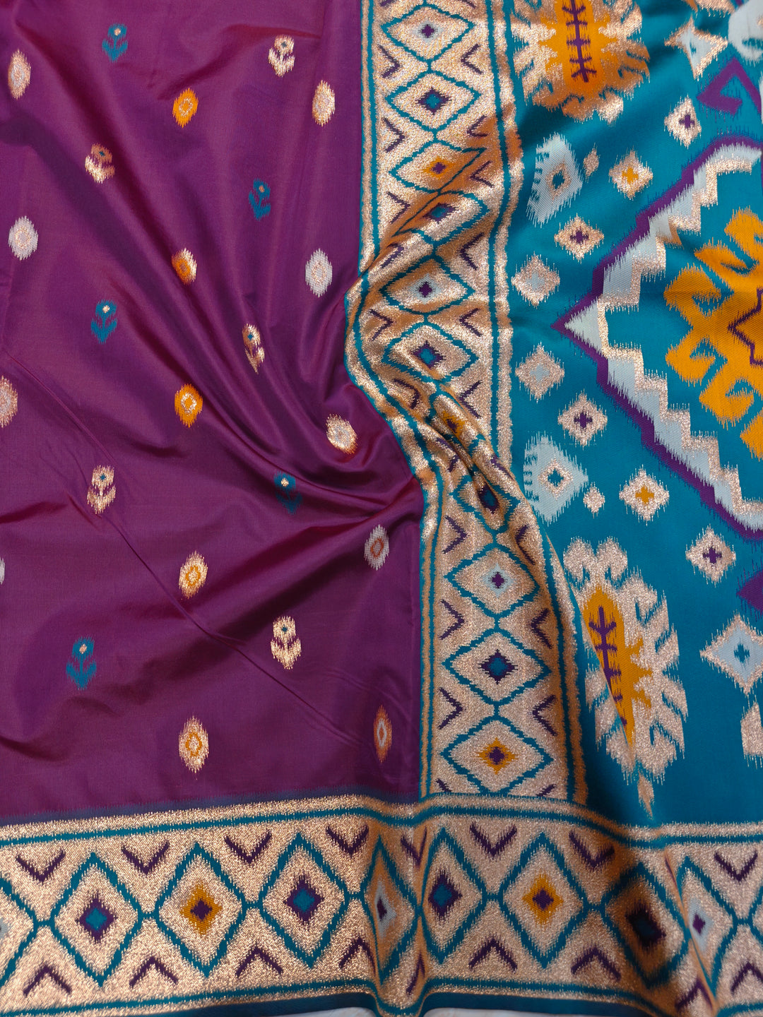 BANARASI KATAN SOFT SILK IN PURPLE WITH IKKAT STYLE