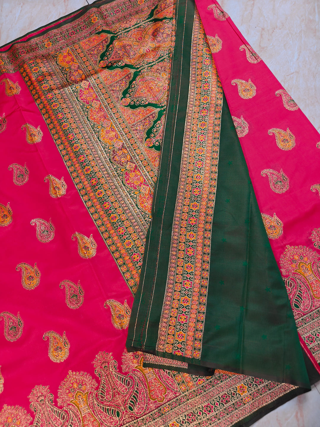 KASHMIRI PASHMINA SEMI SOFT SILK IN RANI COLOUR