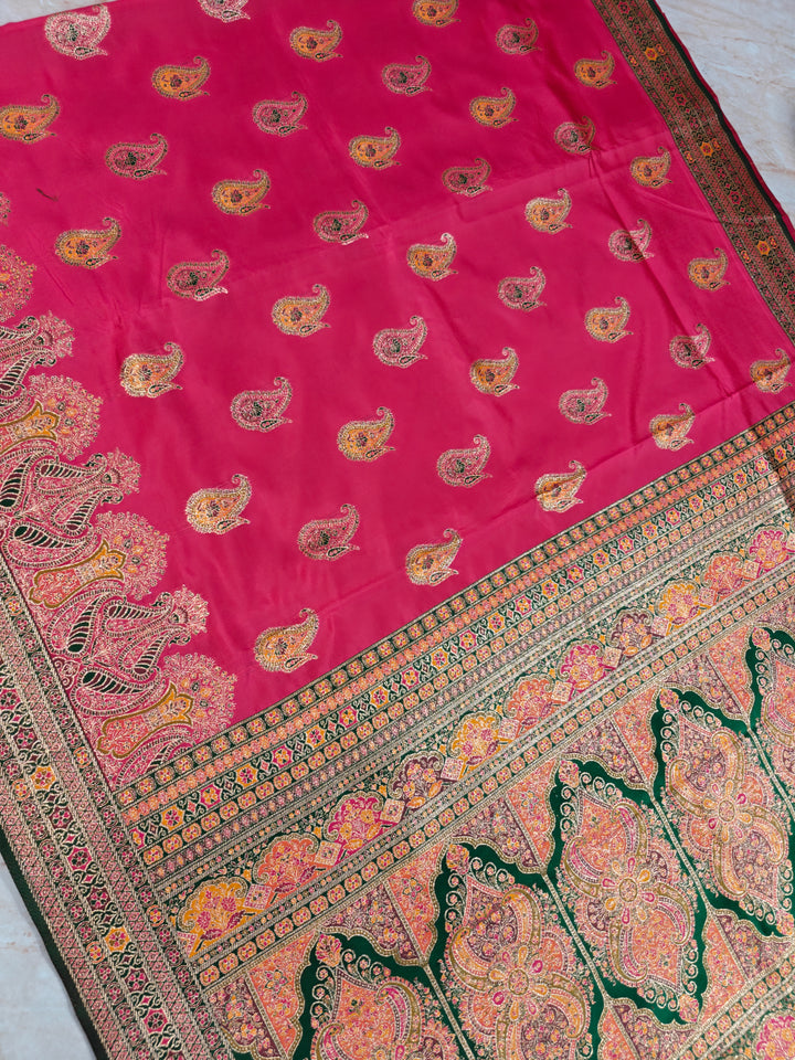 KASHMIRI PASHMINA SEMI SOFT SILK IN RANI COLOUR