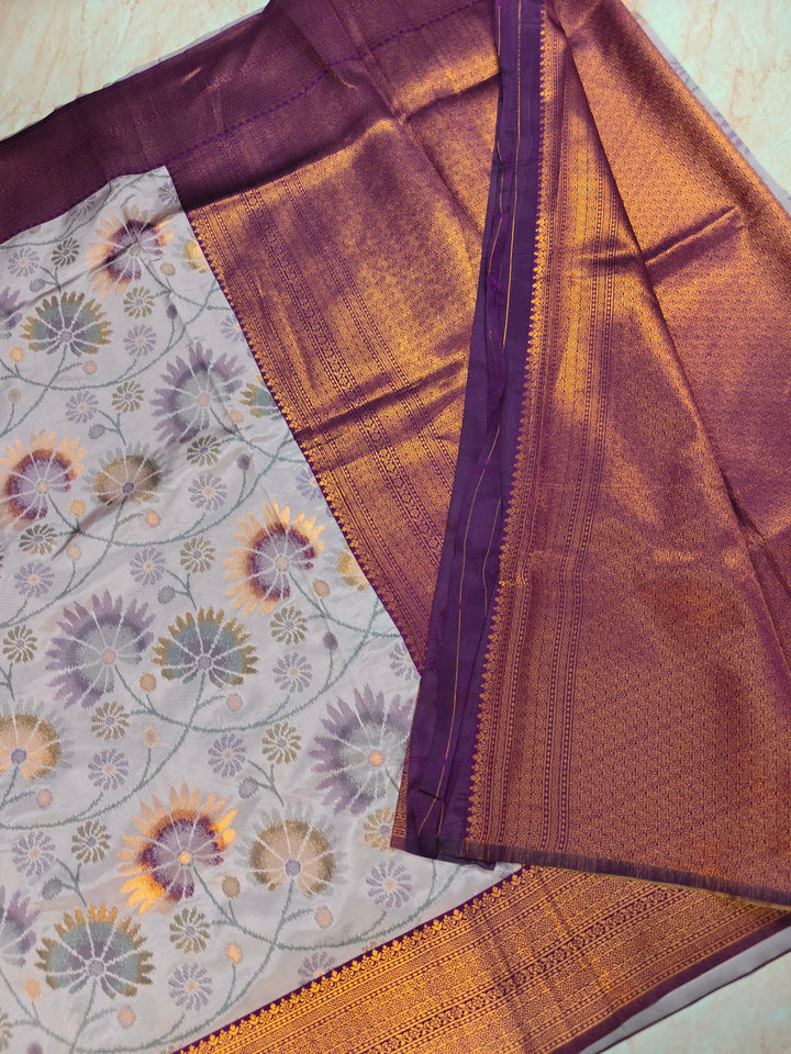 SEMI KATAN SOFT SILK WITH IKKAT STYLE IN ONION PINK SHADE WITH MAGENTA BORDER