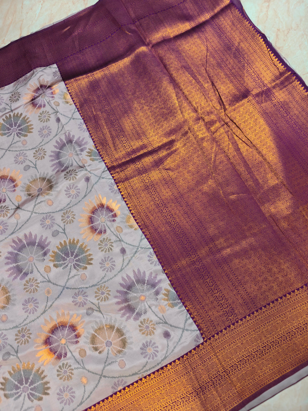 SEMI KATAN SOFT SILK WITH IKKAT STYLE IN ONION PINK SHADE WITH MAGENTA BORDER
