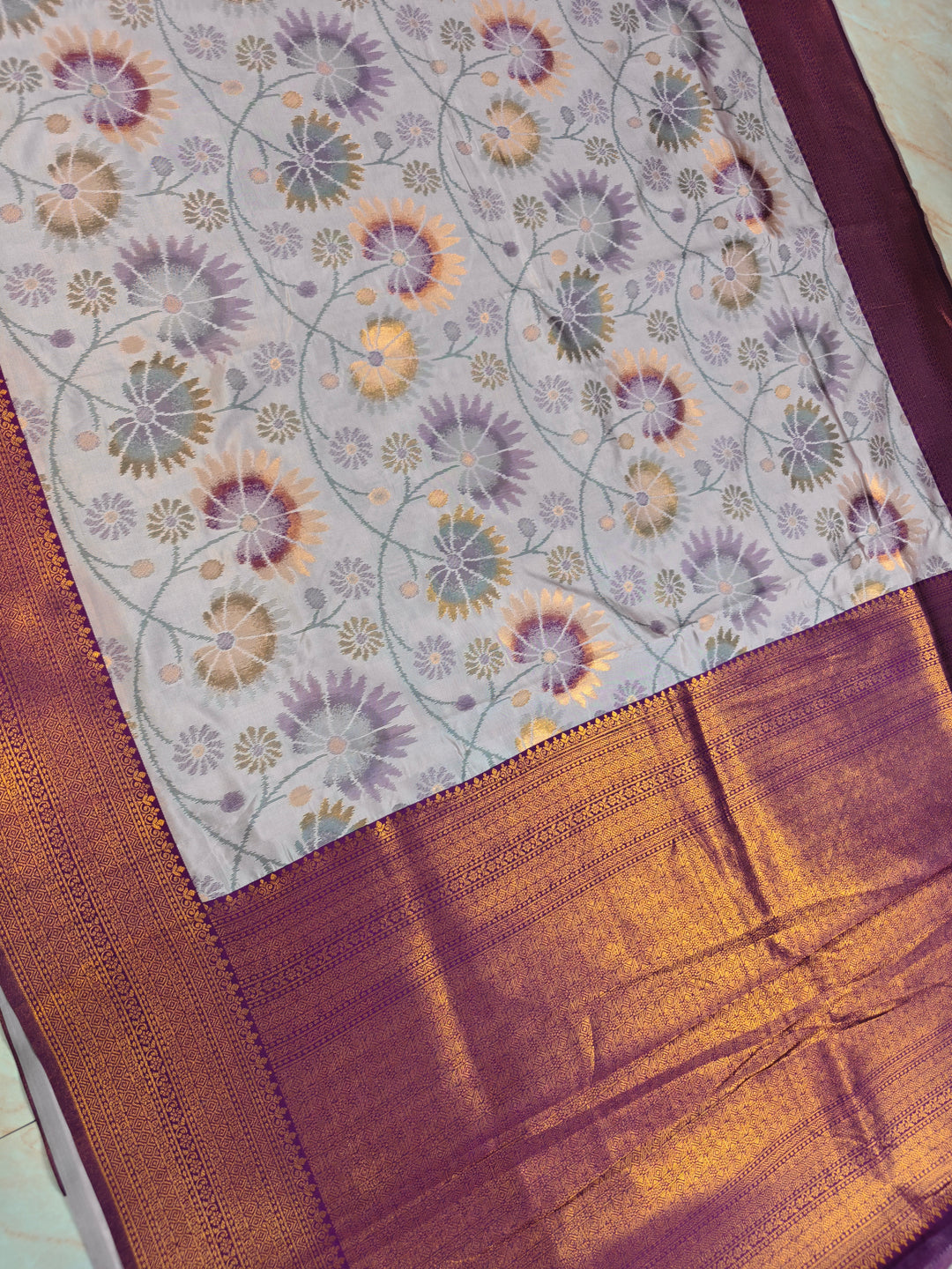 SEMI KATAN SOFT SILK WITH IKKAT STYLE IN ONION PINK SHADE WITH MAGENTA BORDER