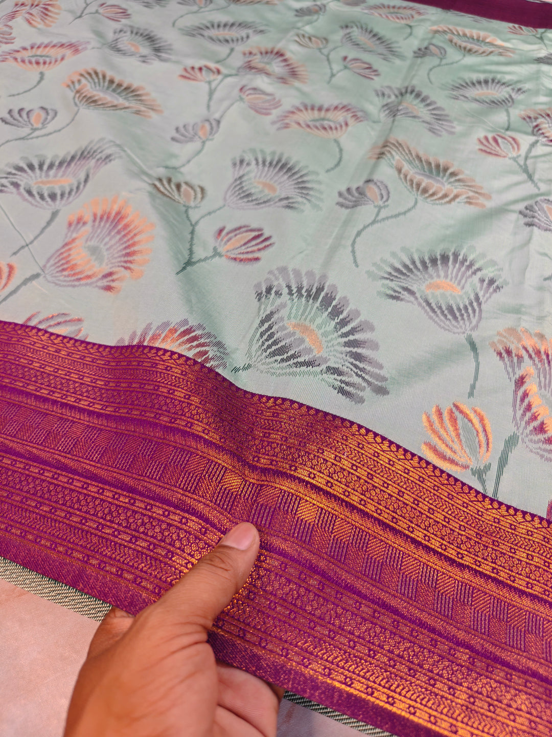 SEMI KATAN SOFT SILK IKKAT STYLE IN PISTA GREEN WITH
