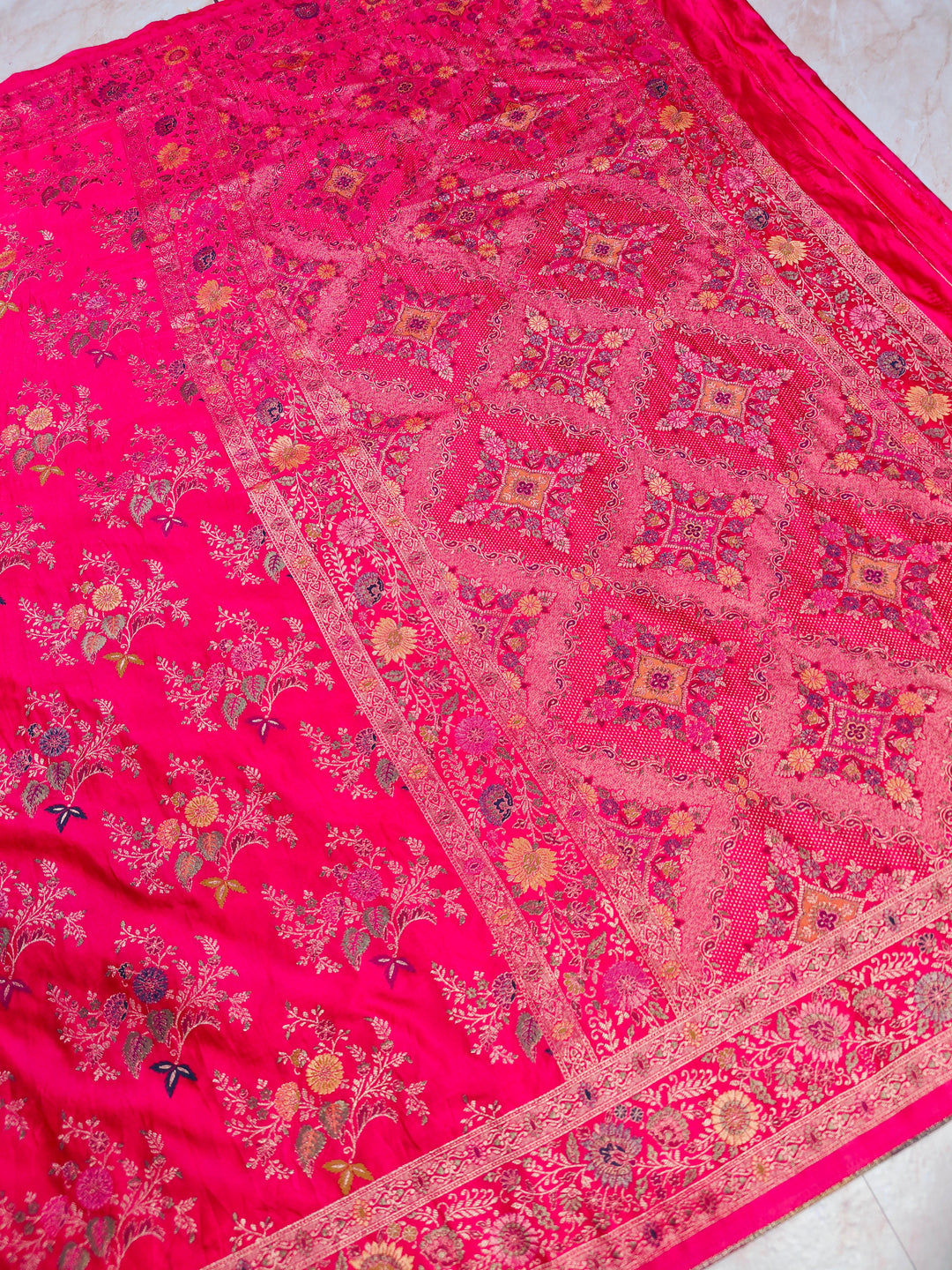 BANARASI MASHRU KATAN SILK IN RANI WITH MINAKARI BOOTI