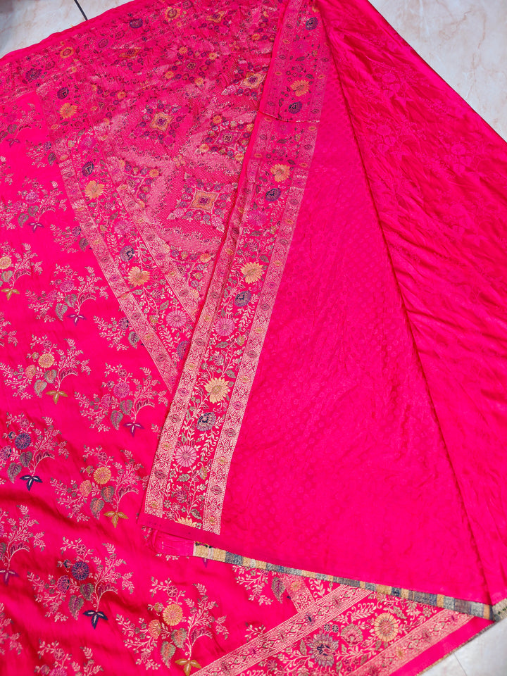 BANARASI MASHRU KATAN SILK IN RANI WITH MINAKARI BOOTI