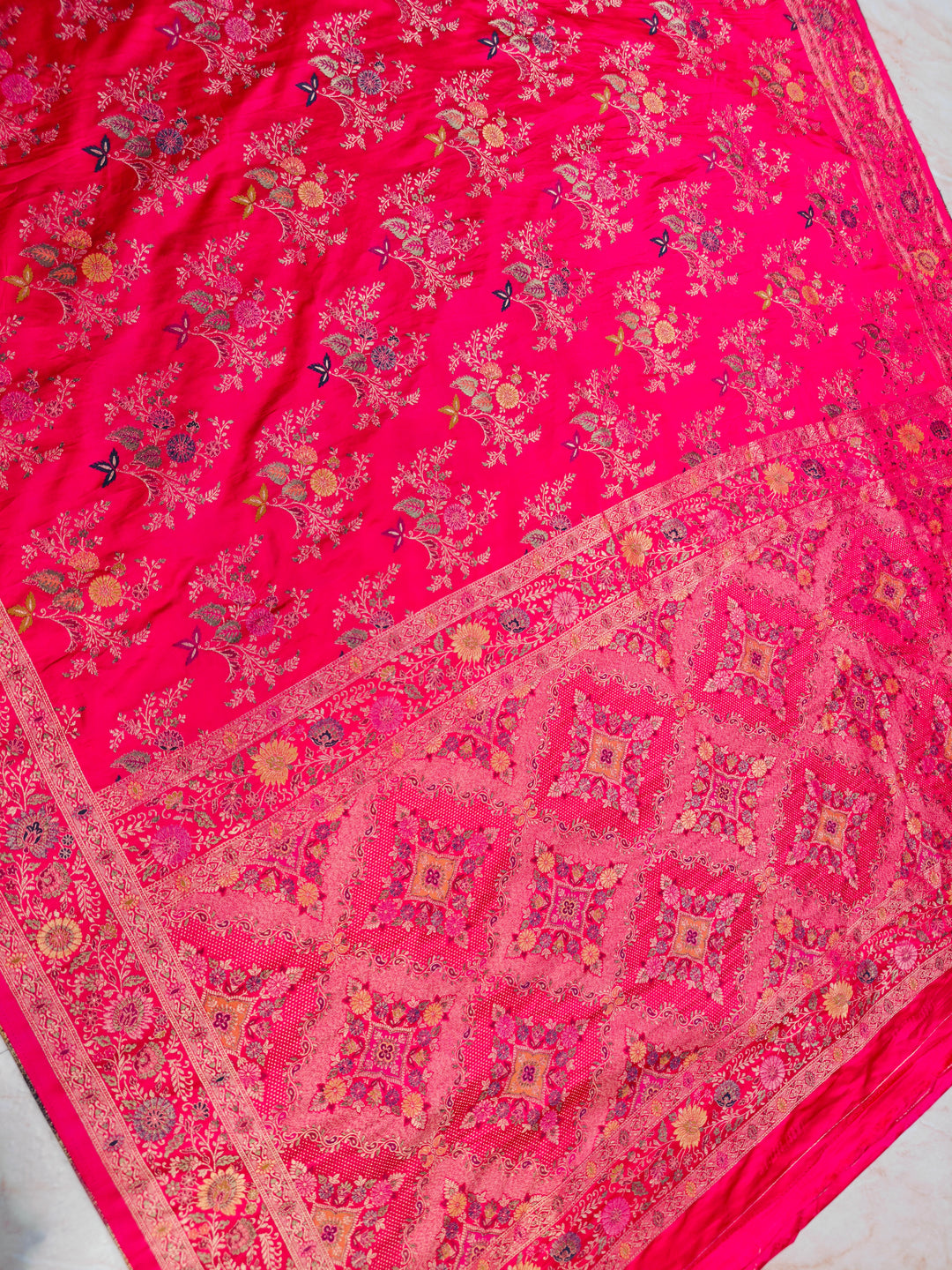 BANARASI MASHRU KATAN SILK IN RANI WITH MINAKARI BOOTI