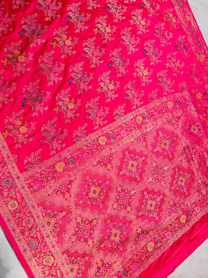 BANARASI MASHRU KATAN SILK IN RANI WITH MINAKARI BOOTI
