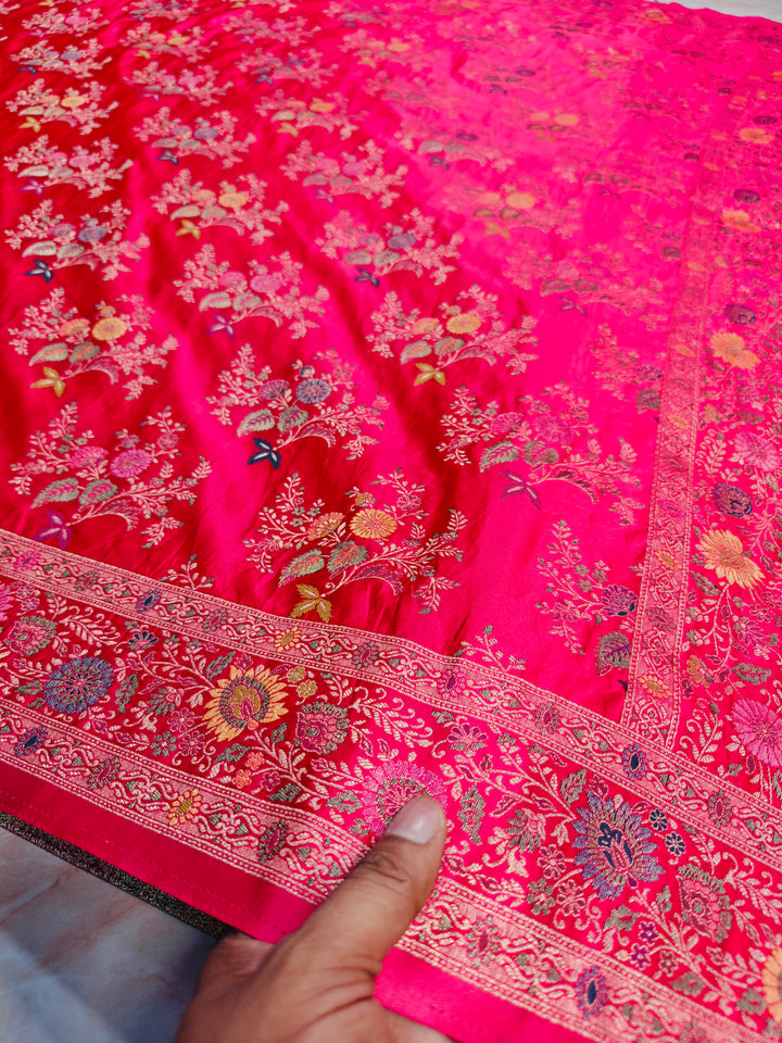 BANARASI MASHRU KATAN SILK IN RANI WITH MINAKARI BOOTI
