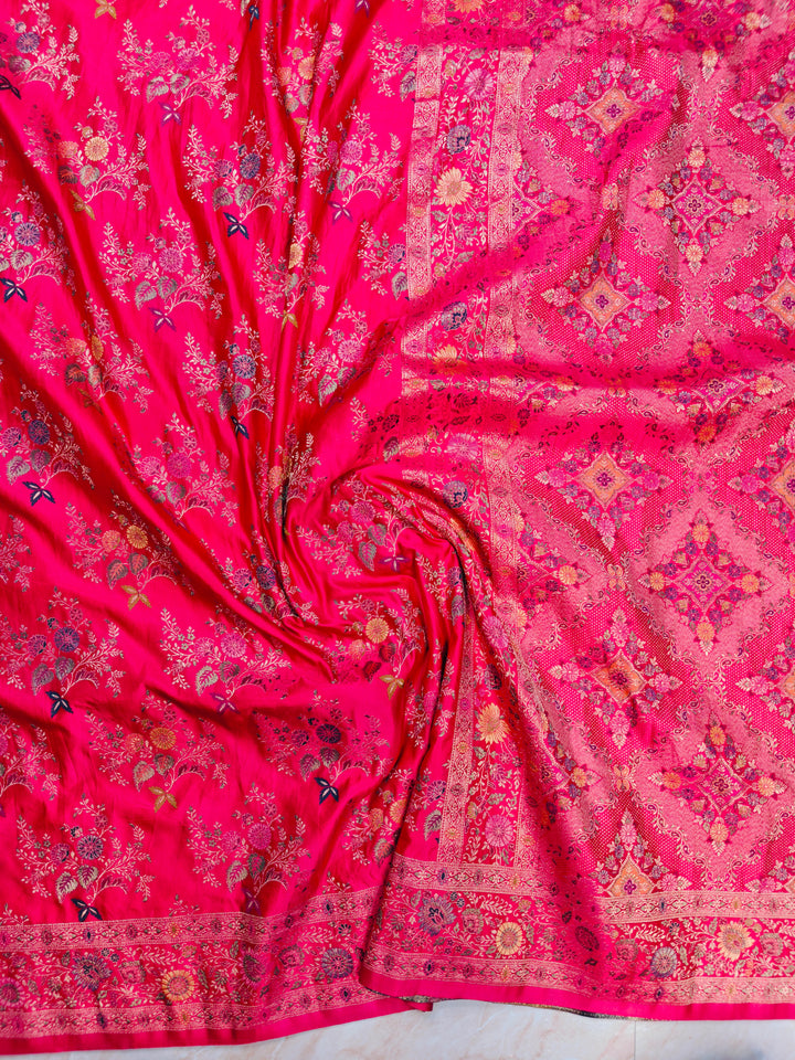 BANARASI MASHRU KATAN SILK IN RANI WITH MINAKARI BOOTI