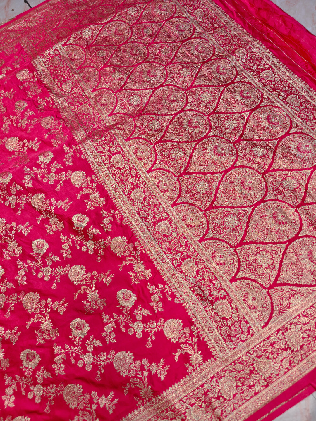 MASHRU KATAN SILK IN RANI WITH ZARIWORK BOOTA