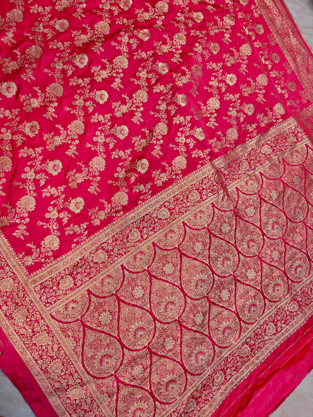 MASHRU KATAN SILK IN RANI WITH ZARIWORK BOOTA