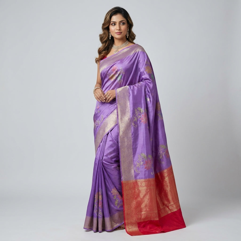 KOREAN SILK IN LAVENDER WITH BOUTIQUE ALFI BOOTA