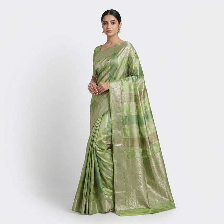 KOREAN SILK VISCOS IN PISTA GREEN WITH VERTICAL DESIGN