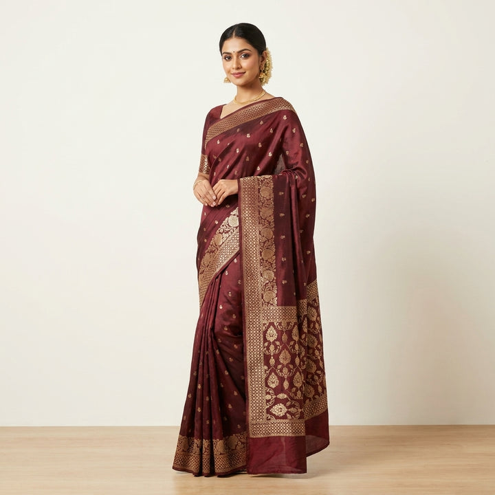 RUSSIAN SILK IN BROWN WITH COPPER ZARIWORK