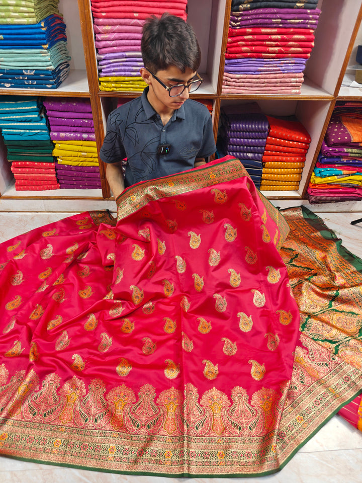 KASHMIRI PASHMINA SEMI SOFT SILK IN RANI COLOUR